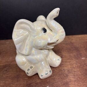 Charming Cream Iridescent Elephant Figurine
